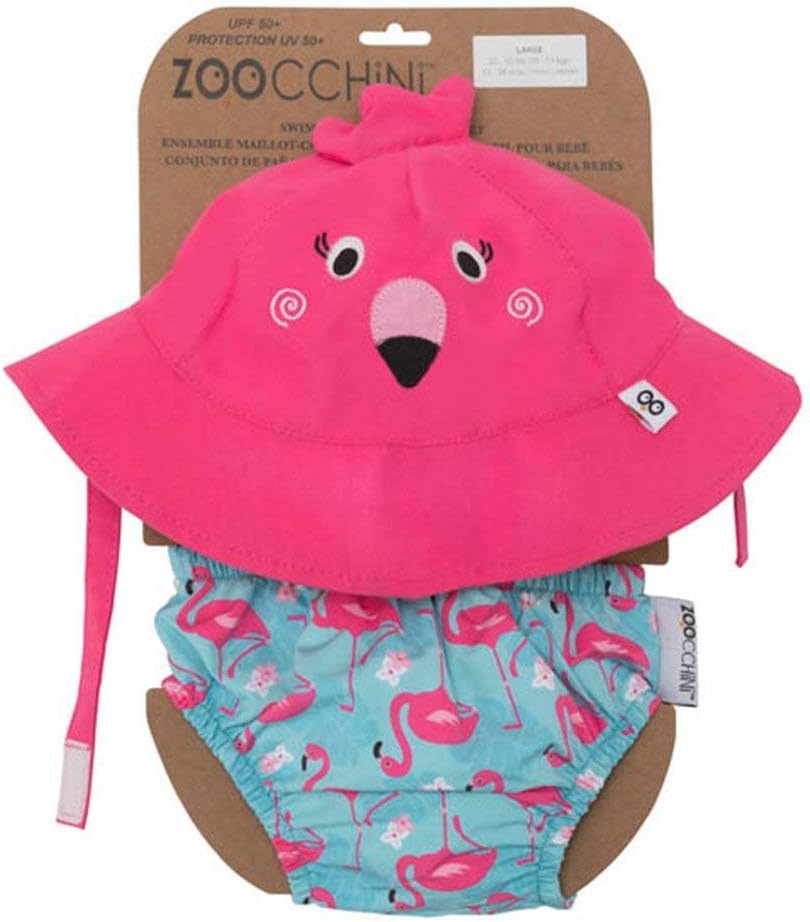 ZOOCCHINI Swim Nappy & Sun Hat Flamingo (6-12M)