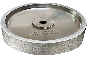 BUCKTOOL 320 Grit 8 Inch CBN Grinding Wheel, 1.5" Wide, 5/8" Arbor Cubic Boron Nitride Sharpening Wheel for Sharpening Wood-Turning Tools, Chisels, Hardcore and More,