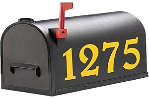 Diggoo Reflective Yellow Mailbox Numbers Sticker Decal Die Cut Elegant Style Vinyl Number 4" Self Adhesive 4 Sets for Mailbox, Signs, Window, Door, Cars, Trucks, Home, Business, Address Number