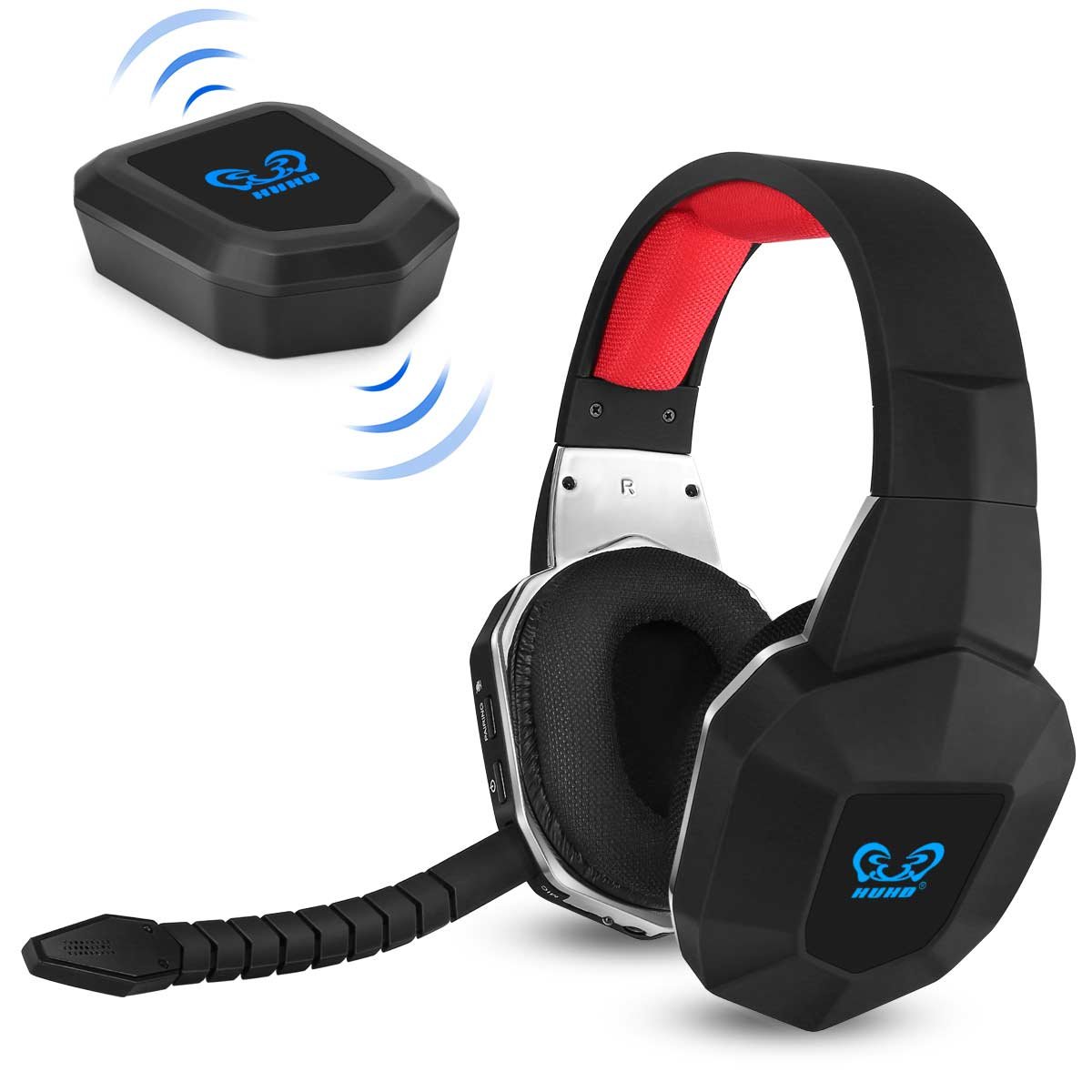 HUHD Wireless Stereo Gaming Headset 2.4GHz Optical Game Headphones with