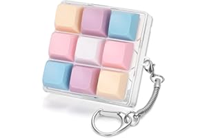 Netholid Colorful Keyboard Fidget Toys for Adults Mechanical Button Keyboard Clicker Keychain for Work Stress Relief Anxiety (9IN1-Style B)