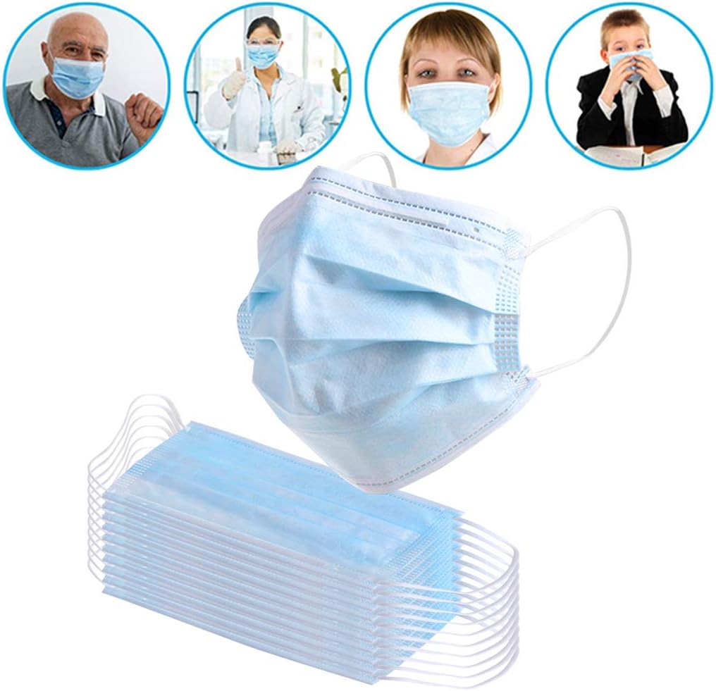 Sqiuxia Mouth-muffle, 50Pcs 3 Layers Face-shield with Ear Loops for Outdoor Protection - Blue