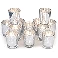 Volens Silver Votive Candle Holders, Mercury Glass Tealight Candle Holder Set of 12 for Wedding Decor and Home Decor