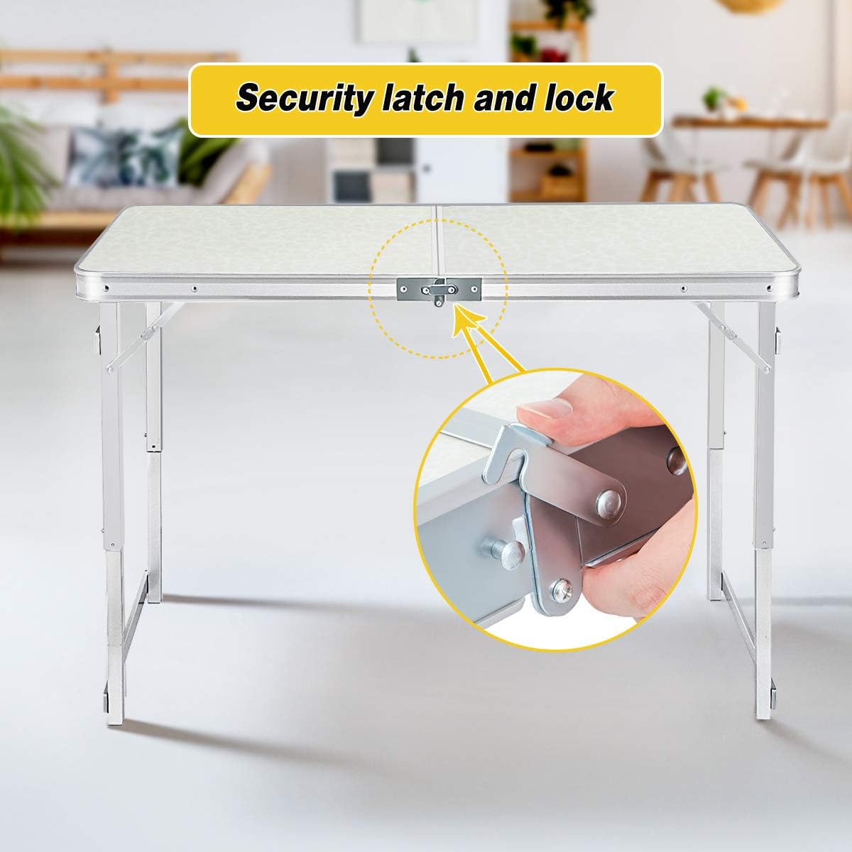 TOOCA Folding Table 4ft Aluminum Folding Camping Table Portable Picnic Table with 2 Chairs, Heights Adjustable Legs Collapsible Table for Indoor Outdoor, Picnic, Camping, Party and BBQ : Garden & Outdoor