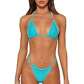MIKETAI Sexy Bikinis for Women 2 Piece Bikini Spaghetti Strap Swimsuits Solid Color Bathing Swimwear Triangle Bathing Suit