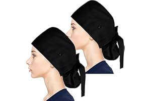 LINKPEACE Adjustable Working Cap with Button, Cotton Working Hat Sweatband, Elastic Bandage Tie Back Hats for Women & Men