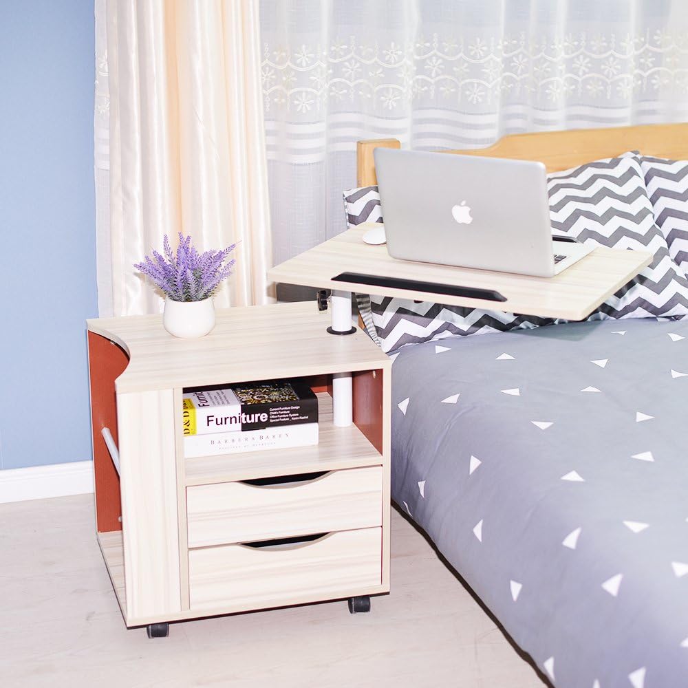 Amazon Com Sogespower Wood Nightstand For Bedroom Adjustable And Movable End Table Side Table For Living Room White Maple Kitchen Dining