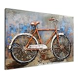 Asmork 3D Metal Art - 100% Handmade Metal Unique Wall Art - Stereograph Oil Painting - Home Decor - Ready to Hang Sculpture Artwork (Bicycle (30 x 20 inch))