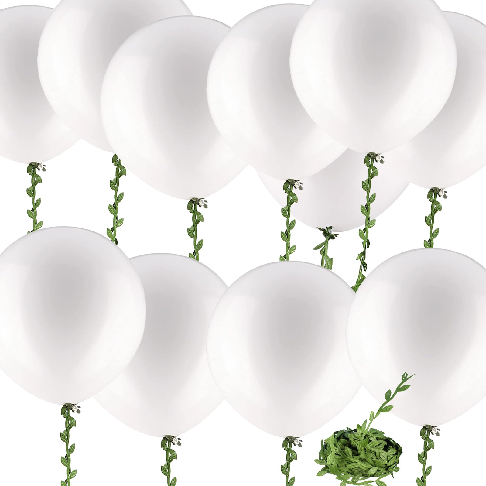 Photo 1 of 10 Big White Balloons - Giant, Large with 65 Feet Long Artificial Vine for Wedding, Birthday, Christmas Decorations