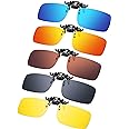 5 Pairs Polarized Clip-On Sunglasses Rimless Flip Up Anti-Glare Driving Glasses