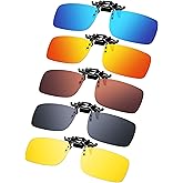 Frienda 5 Pairs Polarized Clip On Sunglasses Rimless Flip Up Anti Glare Driving Glasses