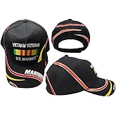 Trade Winds Vietnam Veteran Ribbon U.S. Marines Swirl Black Cap Hat - Officially Licensed