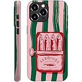 Jipsaaz Case for iPhone 14 Pro Max - Slim Fit Anti-Scratch Phone Case for Girl Women - Pink Retro Fish Italian Food (Frosted)