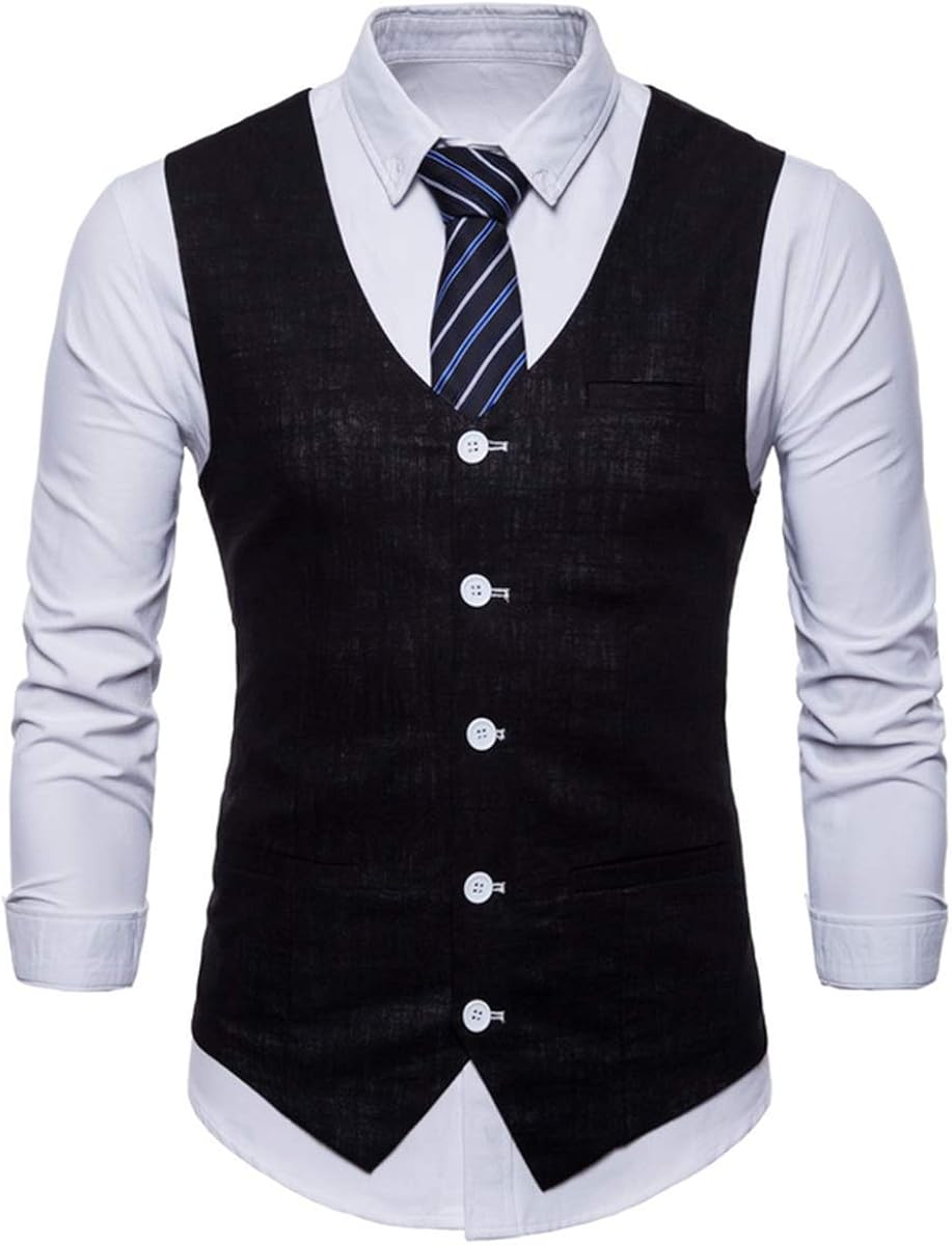 Men's Formal Vest Slim Fit Business Dress Suit Button Down Vests