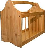 Unibos Magazine & Newspaper Rack Bamboo Storage Basket with Handle Brown UK view 6