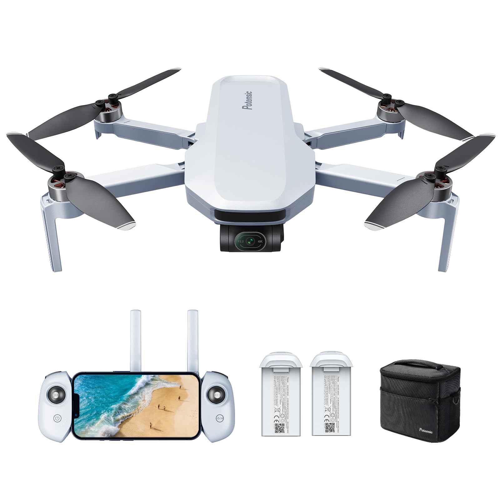 Potensic ATOM GPS Drone with 4K Camera, 3-Axis Gimbal Stabilization, Under 249g, 64 Mins Flight Time, 6km Transmission, Visual Tracking/QuickShots/Auto Return, Camera Drone for Adult Beginner, C0