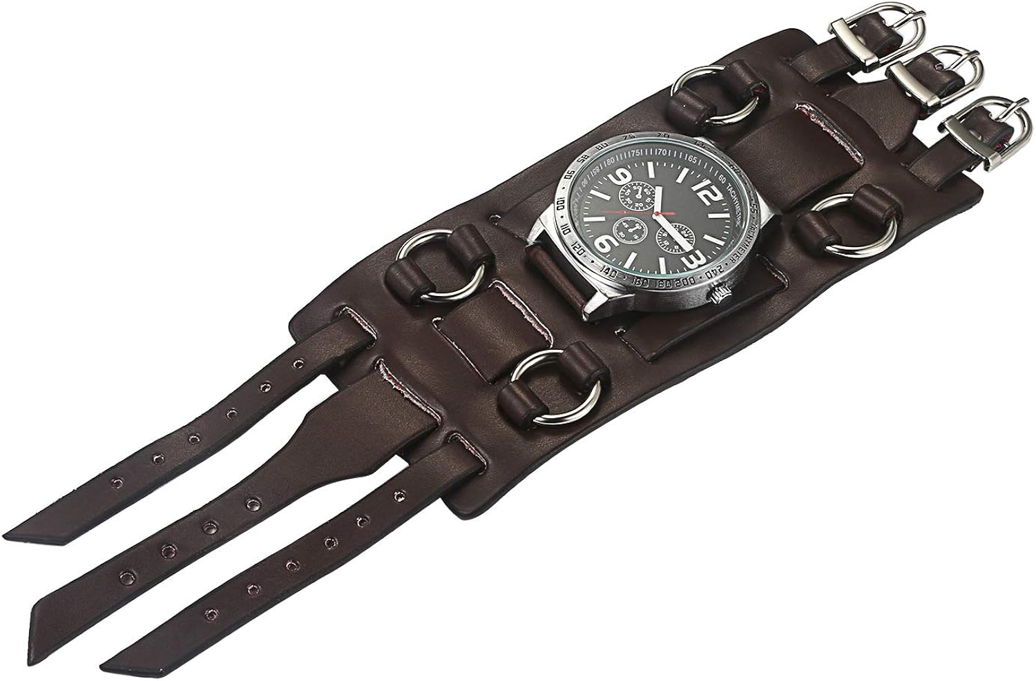 Avaner Reloj de Pulsera Grande Hip Hop para Hombre, Reloj de Cuero Correa Ancha de Estilo Piloto, Marron Bronce Reloj Original Regalo para Hombres