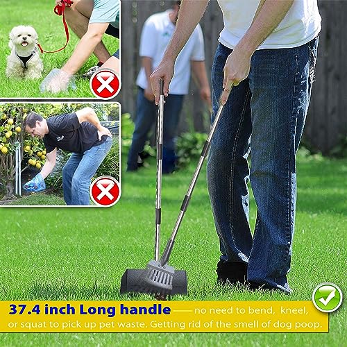 Meegood Dog Poop Trash Can for Outdoors with Pooper Scooper, 15L/4Gallon Dog Waste Trash Can with Lid and Removable Inner Waste Bin, Sturdy Rake & Poop Scooper for Dogs (Extra Free 75pcs Poop Bags)