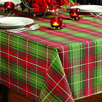 Benson Mills Christmas Plaid Printed Tablecloth, 60-Inch by 120-Inch