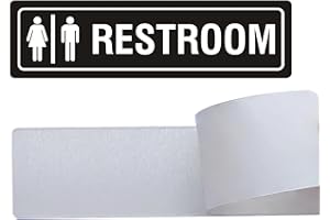 MONGFUN Restroom Sign Unisex for Business and Home, 7" x 2" Self-Adhesive Metal for Office Bathroom Toilet Wall or Door Decor, Easy Mounting UV-Protected (2 Pack) (Black)