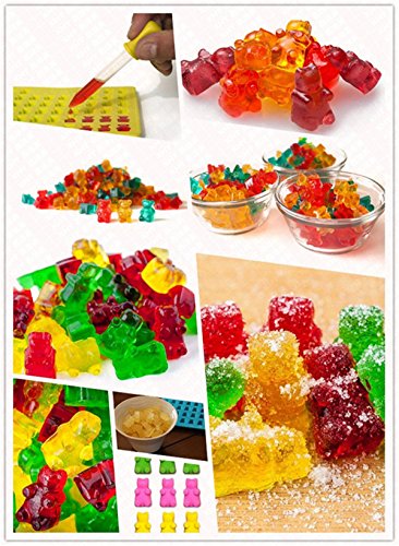 CH Candy Silicone Molds & Ice Cube Trays, Bear Shape Gumdrop Jelly Molds, Chocolate Molds, Gummy Candy Molds (Orange)