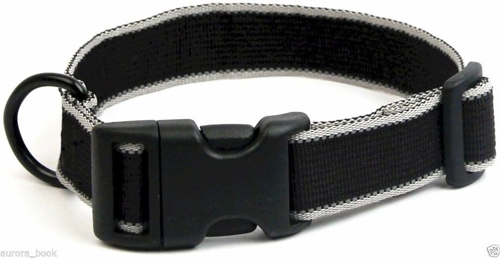 Paww Secret Agent Dog Collar Large 16"-24" Neck Black with Reflective Stitching