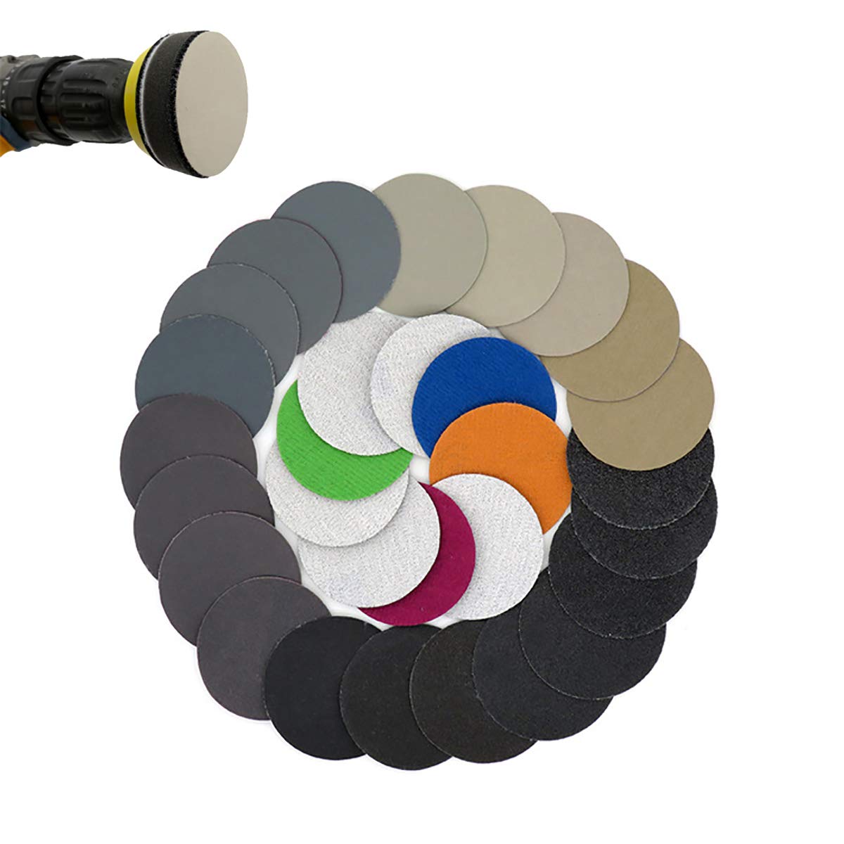 Hook and Loop Discs MASO 4000# 2 Inch Polishing Sander Pads, Wet/Dry Hook and Loop Sanding Discs with 50mm Backing Pads - Total 10 Discs