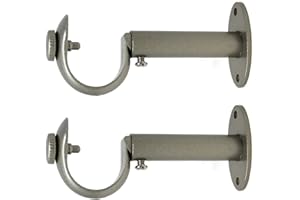 Urbanest Adjustable Solid Zinc Curtain Rod Bracket Wall Holder, Fits Up to 1 1/8" or 1 1/4" Rod, 2 Pieces - Pewter
