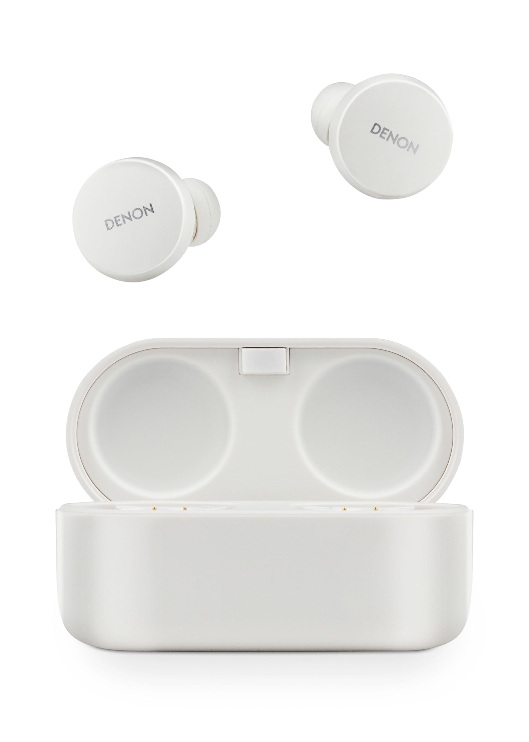 Denon PerL True Wireless Earbuds - Adaptive Active Headphones Wireless Noise Canceling, Masimo Adaptive Acoustic Technology, Spatial Audio, 24Hr Battery Life, Wirefree Charging, White
