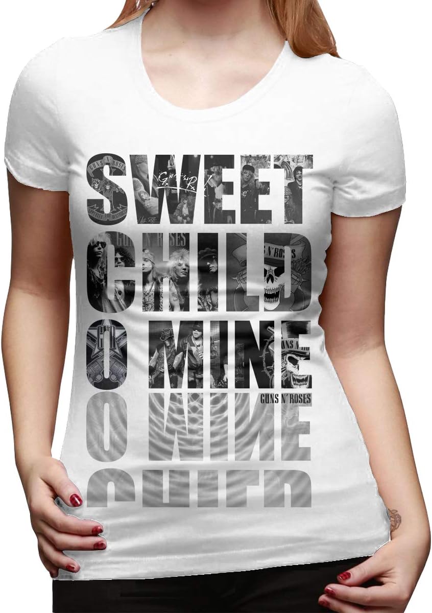 Boaioaew Women's Guns N' Roses-Sweet Child O' Mine Short Sleeve T-Shirt White