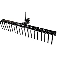 Impact IMPLEMENTS® 62" Agricultural Field Rake with Tipper Latch & Spring Steel Tines for Quick Clearing of Field Debris, Lea
