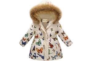 Miss Bei Girl's Winter Coat Jacket Hooded Kids Toddler Flower Print Parka Outwear Warm Cotton Puffer Hooded Jacket