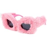 FEISEDY Women Plush Fuzzy Cat Eye Sunglasses Punk Soft Velvet Shades Ladies Handmade Party Masquerade Eyewear B2877