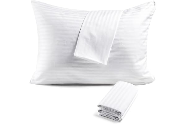 FAUNNA 600TC 100% Cotton Pillow Protectors, Standard Size (20x26), 4 Pack, Oeko-TEX Certified, Hotel Grade Pillow Cover with
