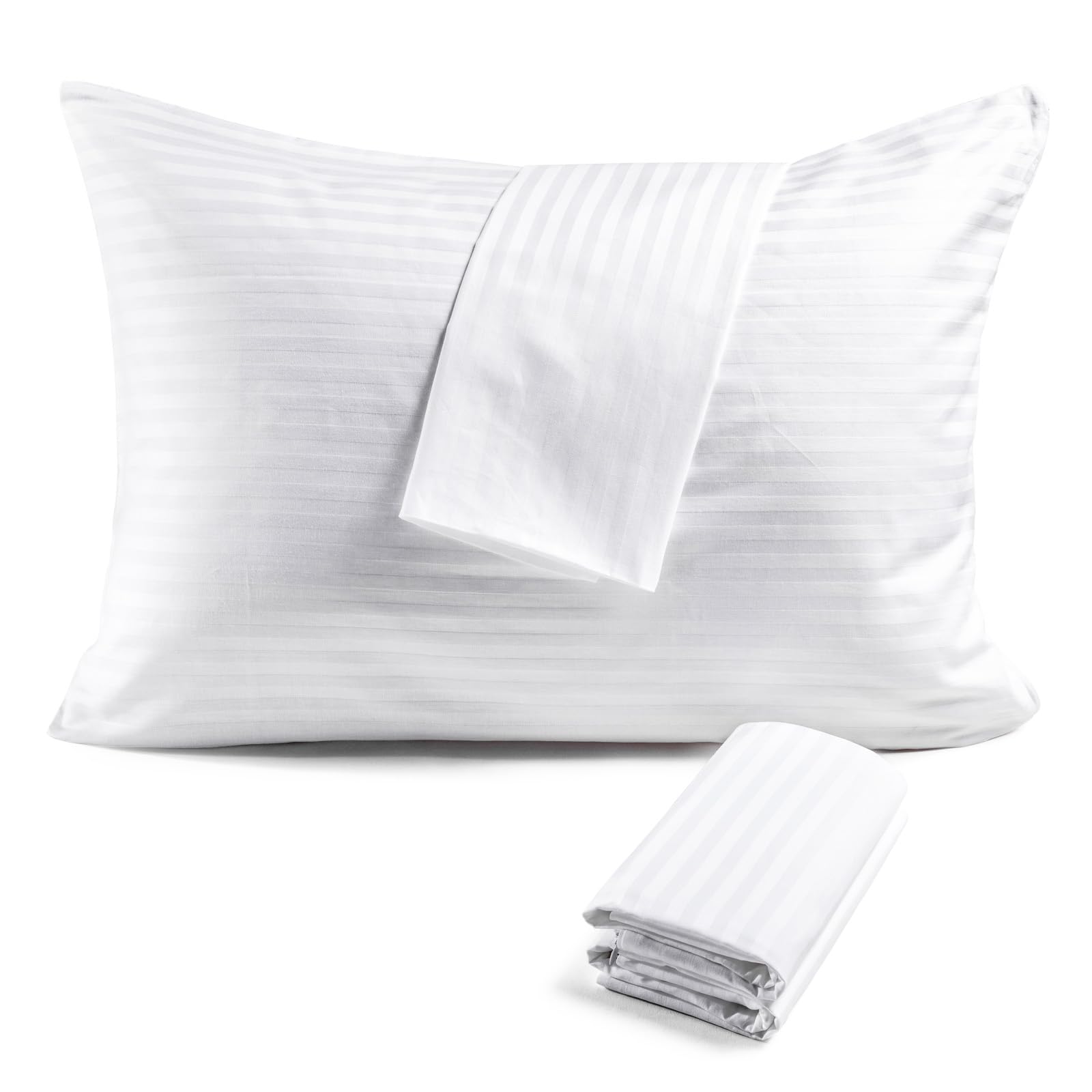 Photo 1 of FAUNNA 600TC 100% Cotton Pillow Protectors, Standard Size (20x26), 4 Pack, Oeko-TEX Certified, Hotel Grade Pillow Cover with Silent Zipper, Zip Up Pillow Cases, White