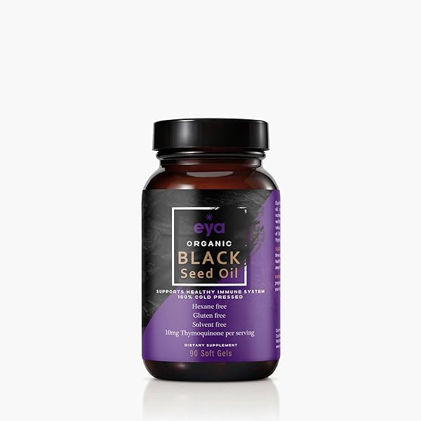 EYA VITAMINS ORGANIC EGYPTIAN BLACK CUMIN SEED OIL (90 SOFT GEL CAPSULES) COLD-PRESSED, UNREFINED, HEAVY METAL TESTED FOR PURITY & QUALITY, SUPPORT HEALTHY GUT BACTERIA & IMMUNE SYSTEM, VEGAN