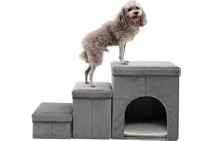 Foldable Pet Steps for Small Dogs and Cats, Portable Ramp Stairs for Couch, Sofa, and High Bed Climbing