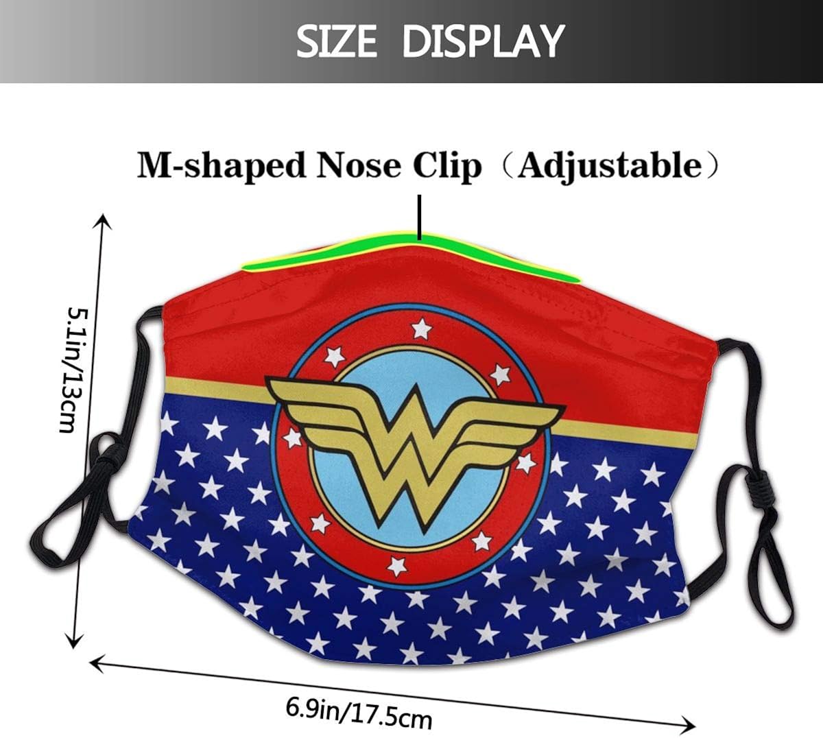 W-onder Woman Mask Boys Girls Protective 5-Layer Activated Carbon Filters M-Shaped Nose Clip: Clothing