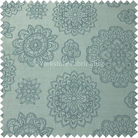 New Floral Leaf Design In Duck Egg Blue Green Colour Chenille