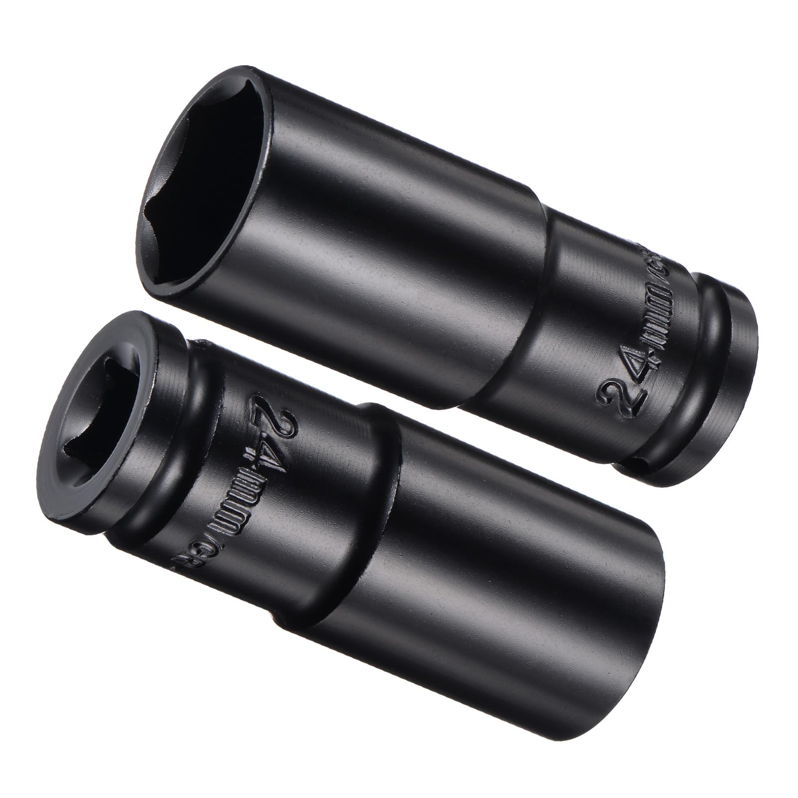 CoCud Deep Impact Socket, 1/2" Drive 24mm Socket, CR-V Steel Rounded Corner Design 6-Point Deep Impact Socket - (Applications: for Screw Installation and Removal), 2-Pieces