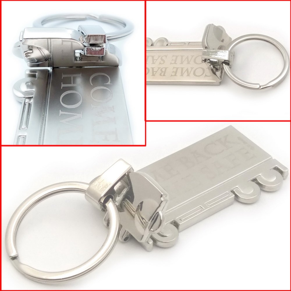 Truck Key chain, Trucker Blessing Benediction Prayer Talisman, Extra Free Carabiner Shape Pack (Come Back Home Safe)