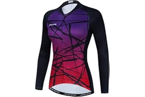 Hotlion Womens Cycling Jersey Long Sleeve Bike Shirts Team Bicycle Clothing with Pockets HT1