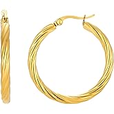 Thin Gold Hoop Earrings Hypoallergenic 18K Gold Plated Twisted Hoop Earrings for Women,Large Intertwined Hoops Non Tarnish for Women 20/35/40MM