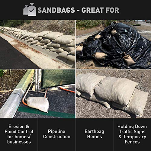 Sandbaggy Empty Poly Sandbags Size 14" x 26" Beige Military Grade Protects Homes