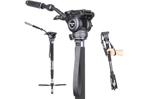 Carbon Fiber Video Monopod-INNOREL VM75CK Professional Hydraulic Fluid Head Monopod Removable Multifunctional Travel Tripod S