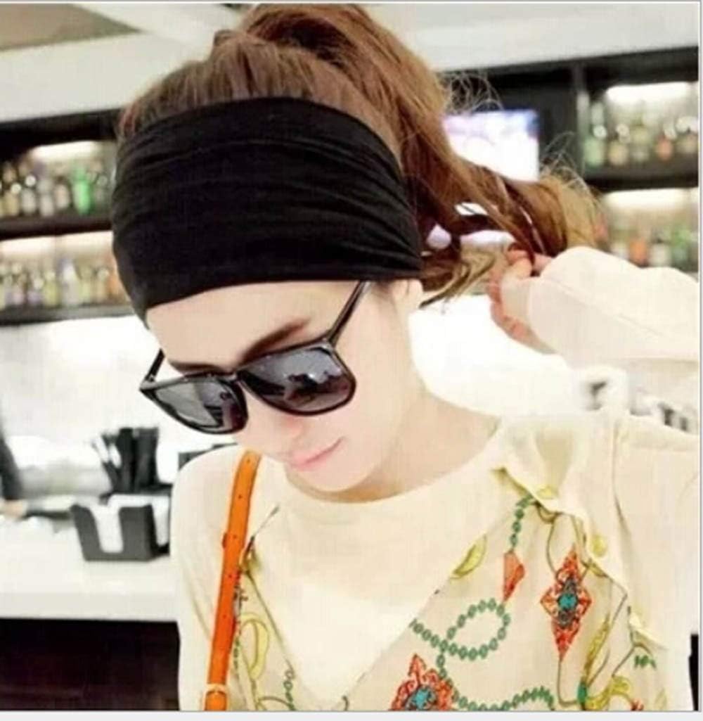 Simsly Boho Sports Headbands Elastic Yoga Head Wrap Hair Band for Running Fitness Women and Girls (Black)