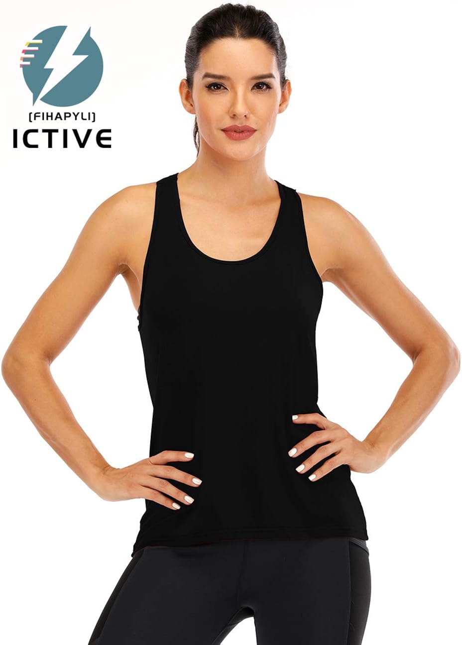 ICTIVE Womens Cross Backless Workout Tops for Women Racerback Tank Tops Open Back Running Tank Tops Muscle Tank Yoga Shirts: Clothing