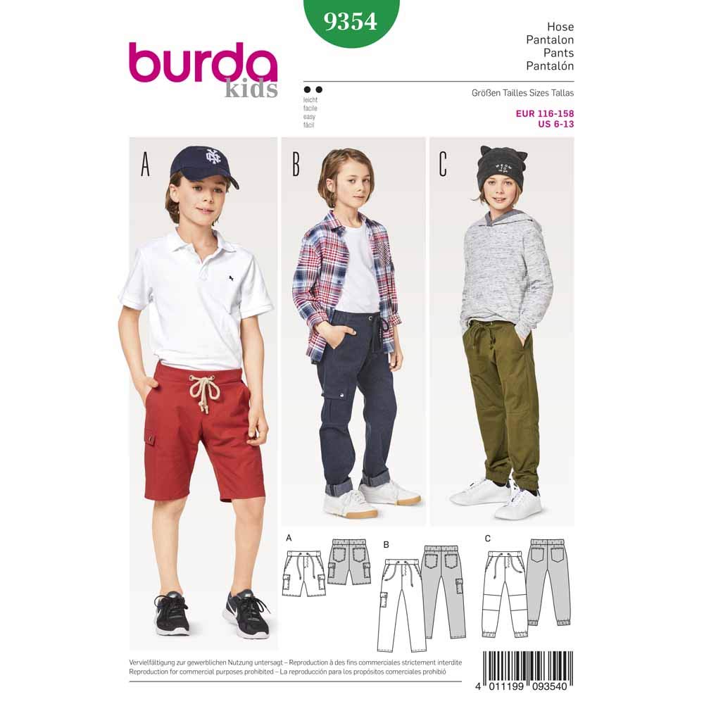 Burda Style Sewing Pattern B9354 Children's Trousers and Shorts
