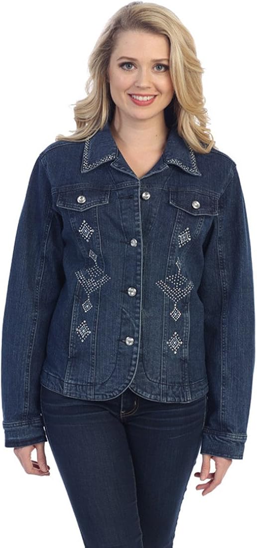 black denim jacket with rhinestones