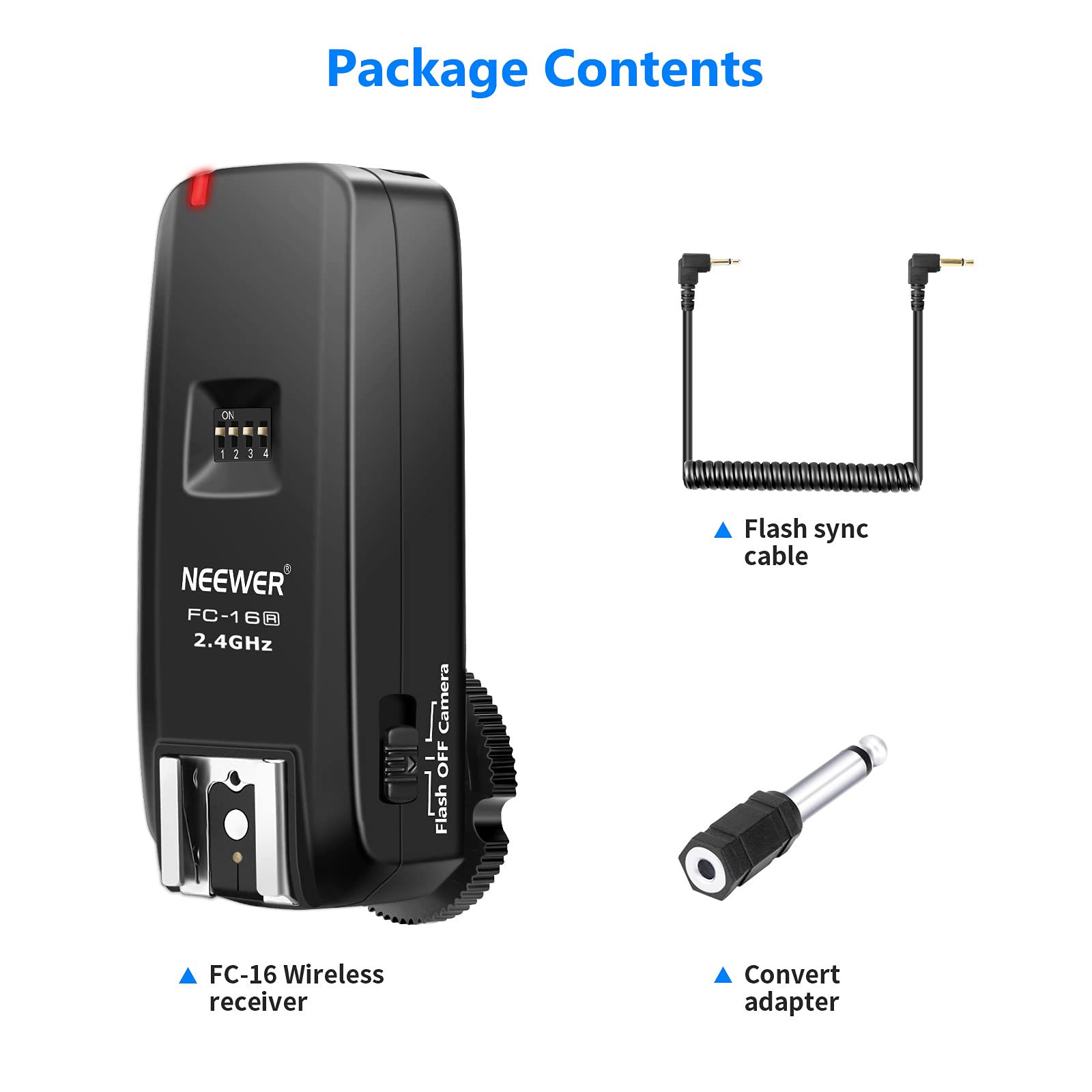 Neewer FC-16 2.4G 16 Channels Wireless Remote Flash Receiver Compatible with Canon Nikon DSLR Cameras and Sony A9II A9 A7RIV A7RIII A7RII A7R A7III A7II A7 A7SII A7S A6600 A6500 Mirrorless Cameras